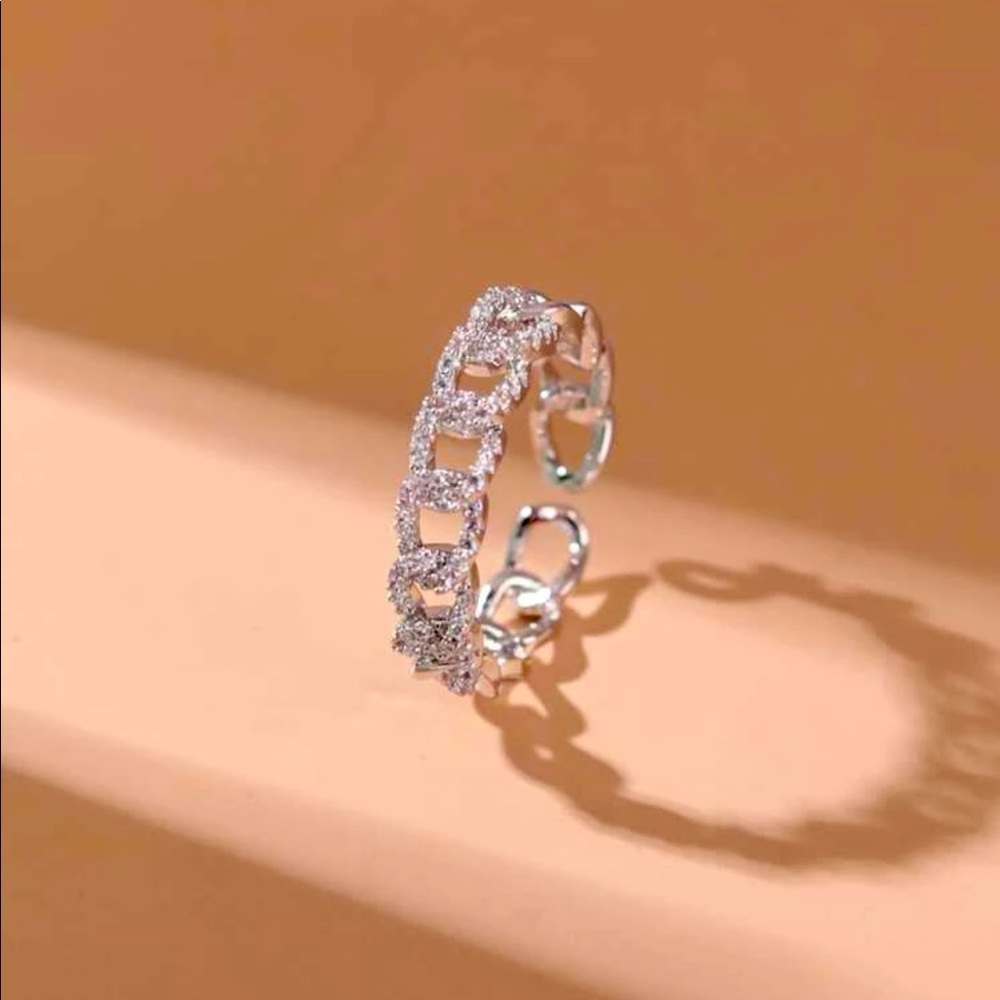 Pave CZ Cuban Link Ring - Picture 3 of 14